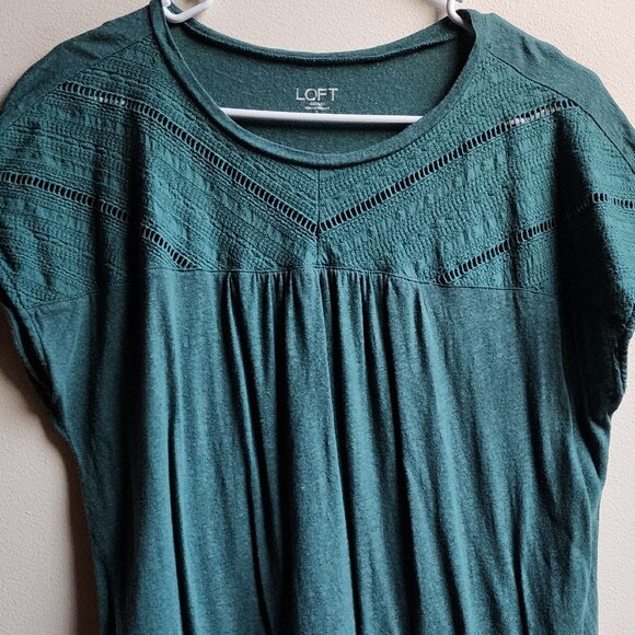 LOFT Aqua Scoop Neck Cap Sleeve Jersey Size Large - Picture 4 of 12